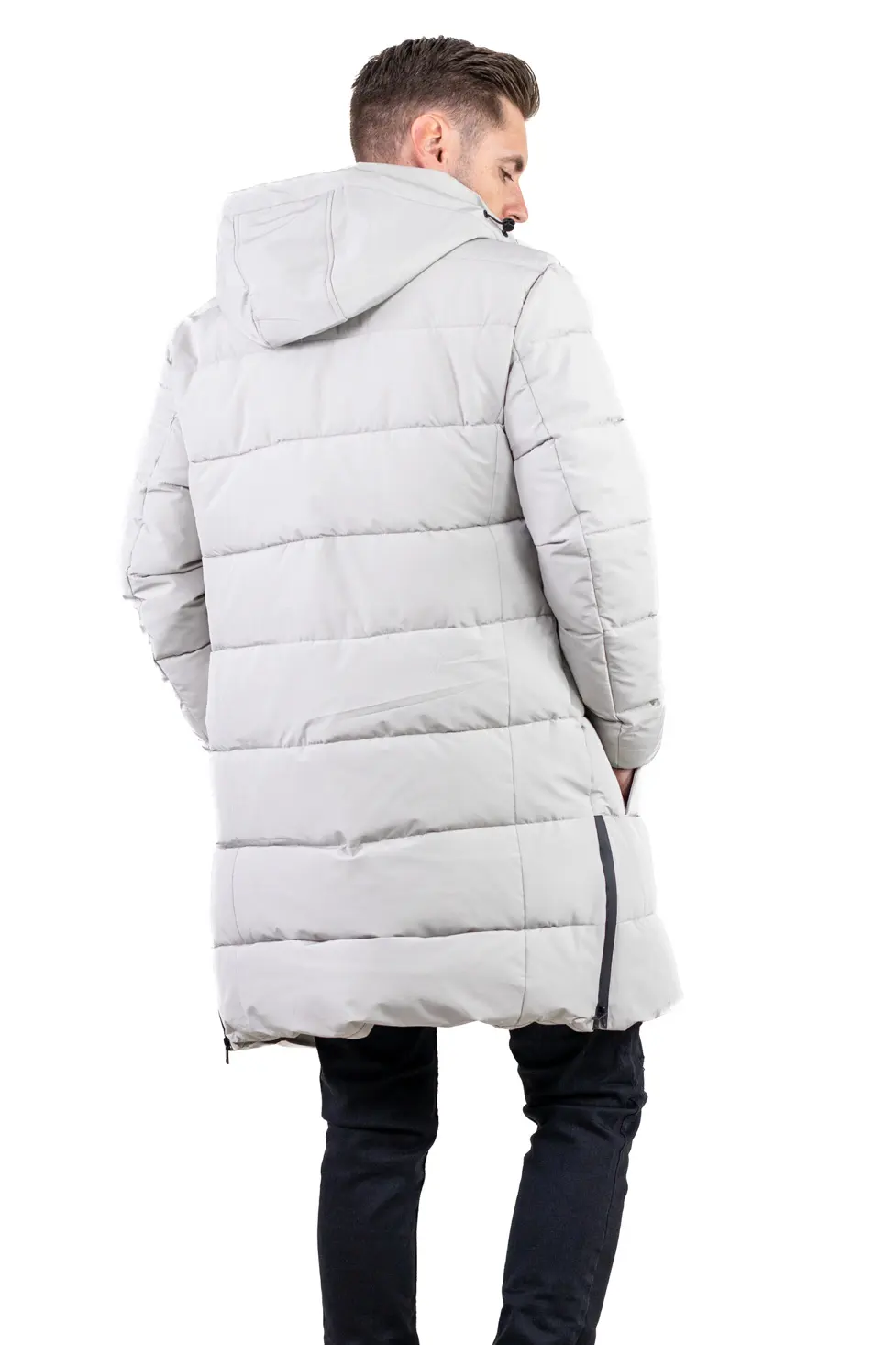 Geacă gri groasă lungă de iarnă bărbați [5]