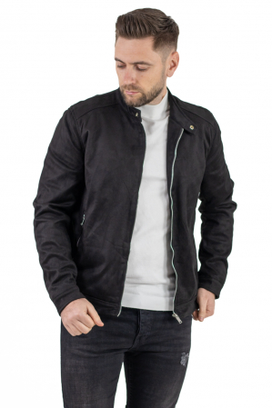Geaca neagra piele intoarsa eco model drept [9]