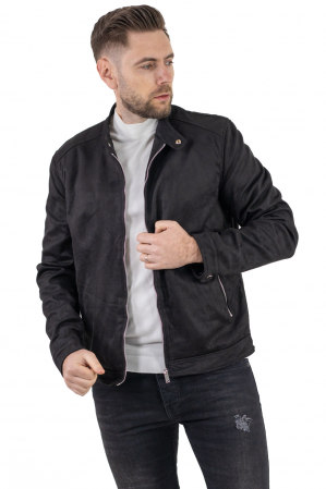Geaca neagra piele intoarsa eco model drept [8]