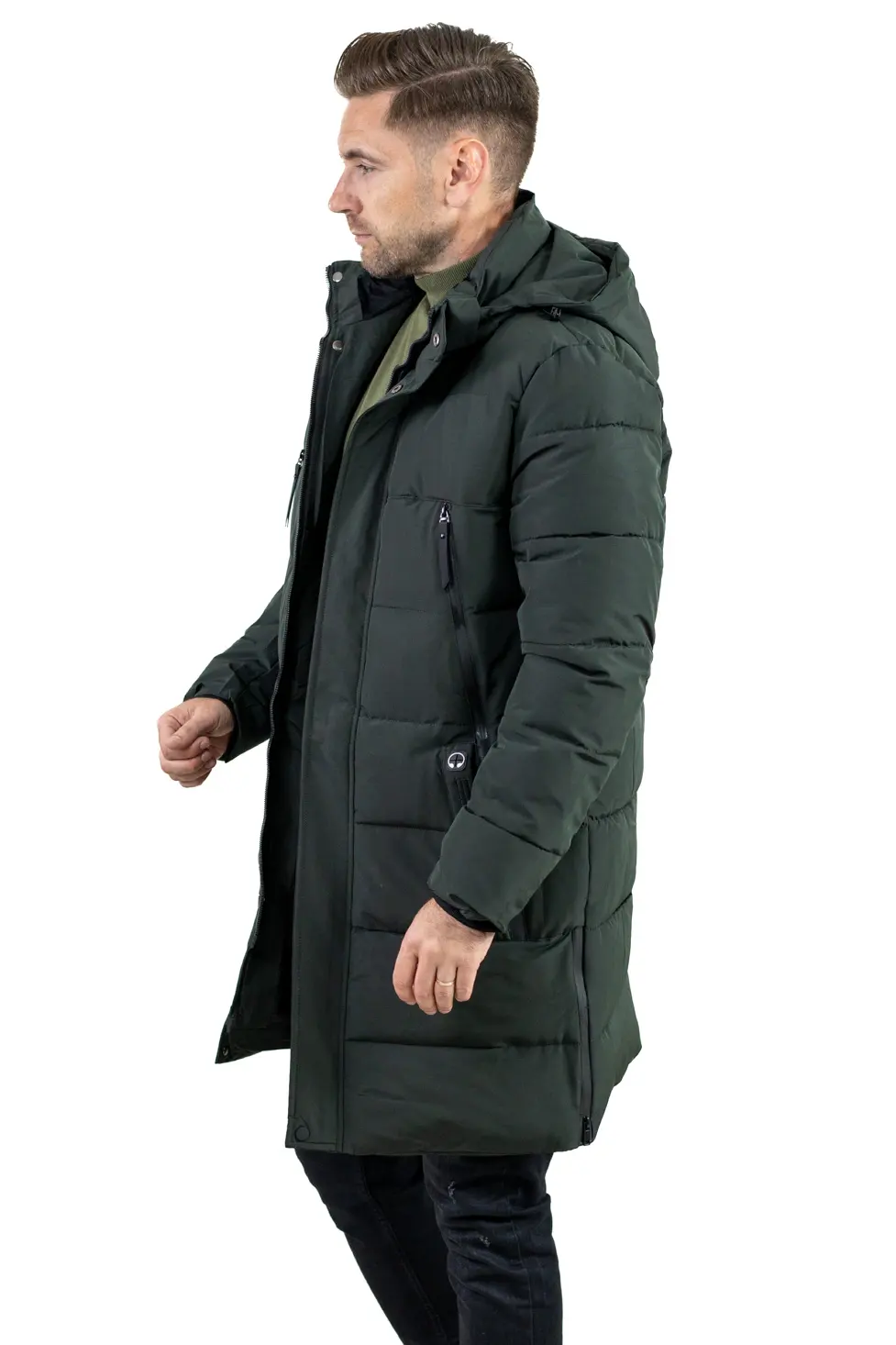 Geacă kaki groasă lungă de iarnă bărbați [3]