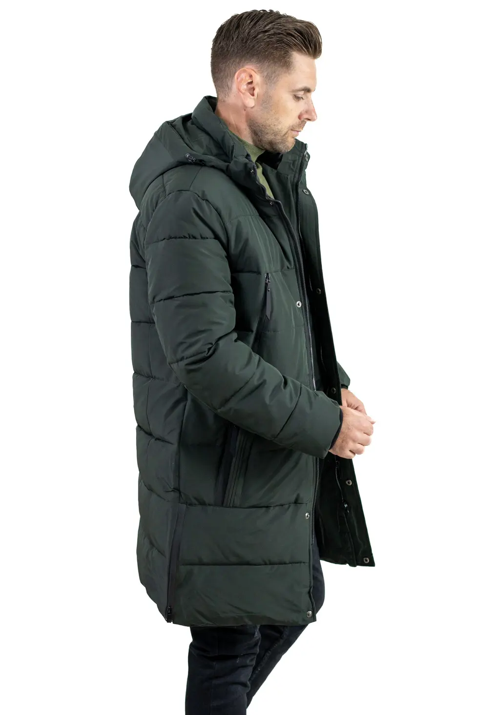 Geacă kaki groasă lungă de iarnă bărbați [4]