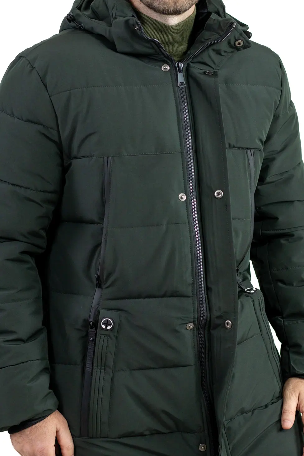 Geacă kaki groasă lungă de iarnă bărbați [6]