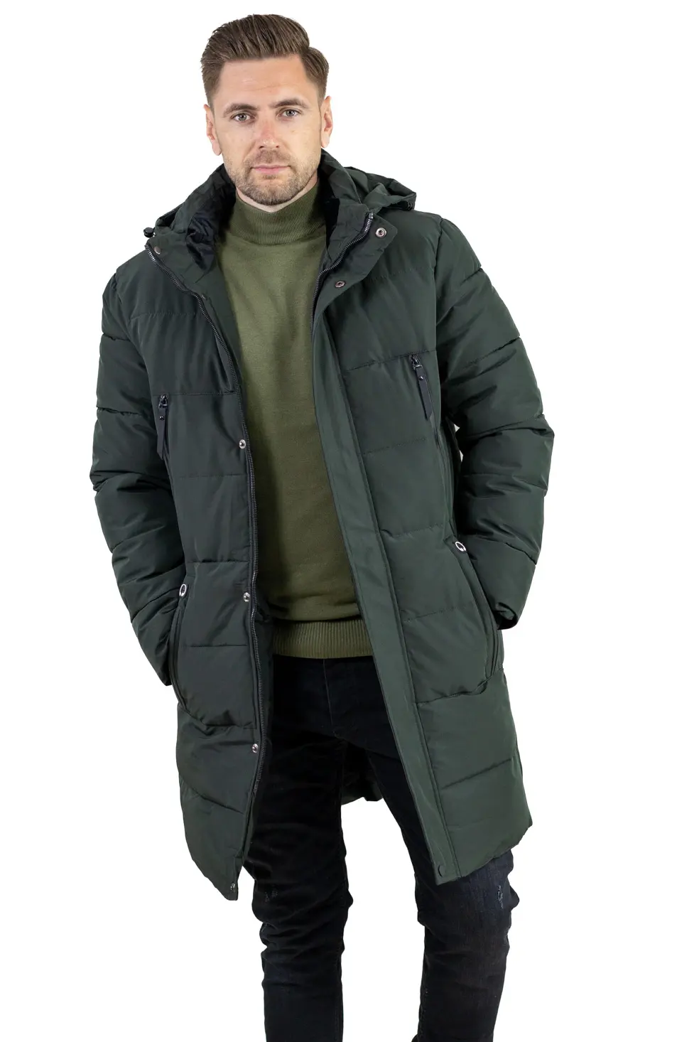 Geacă kaki groasă lungă de iarnă bărbați [1]