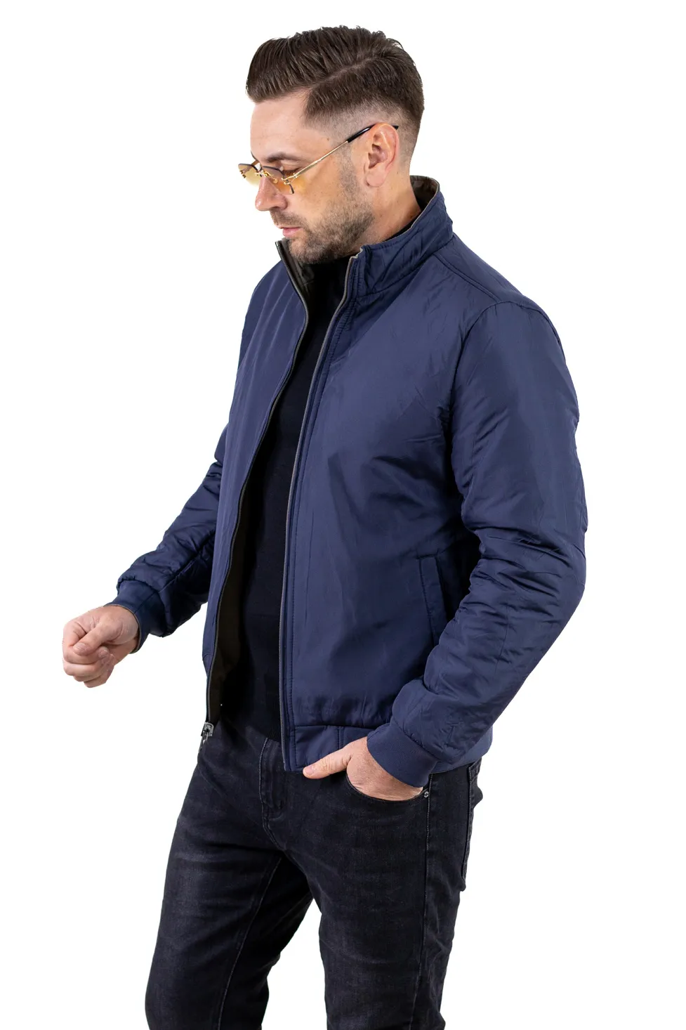 Geacă reversibilă 2 în 1, impermeabilă, Bej/Bleumarin [7]