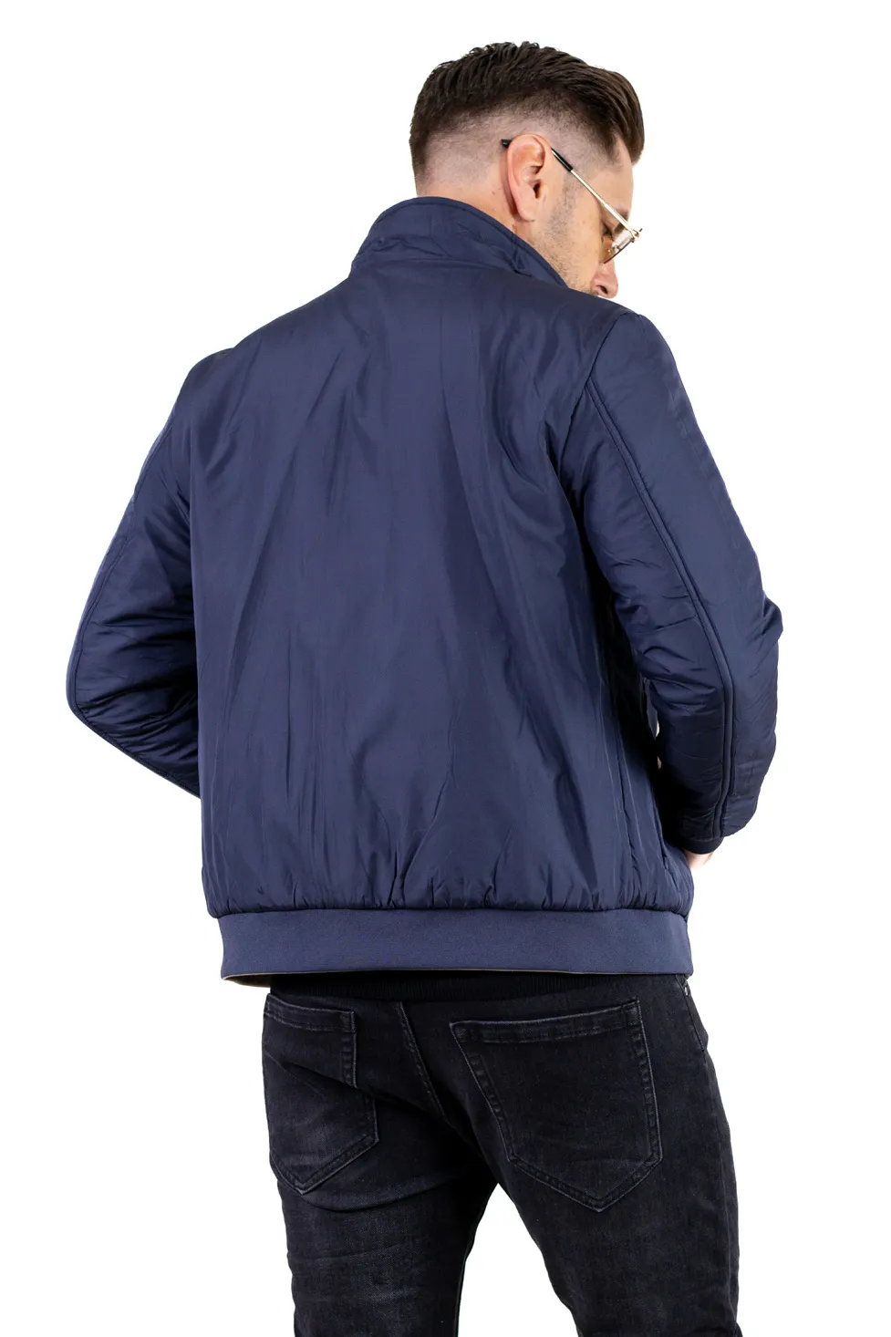 Geacă reversibilă 2 în 1, impermeabilă, Bej/Bleumarin [8]