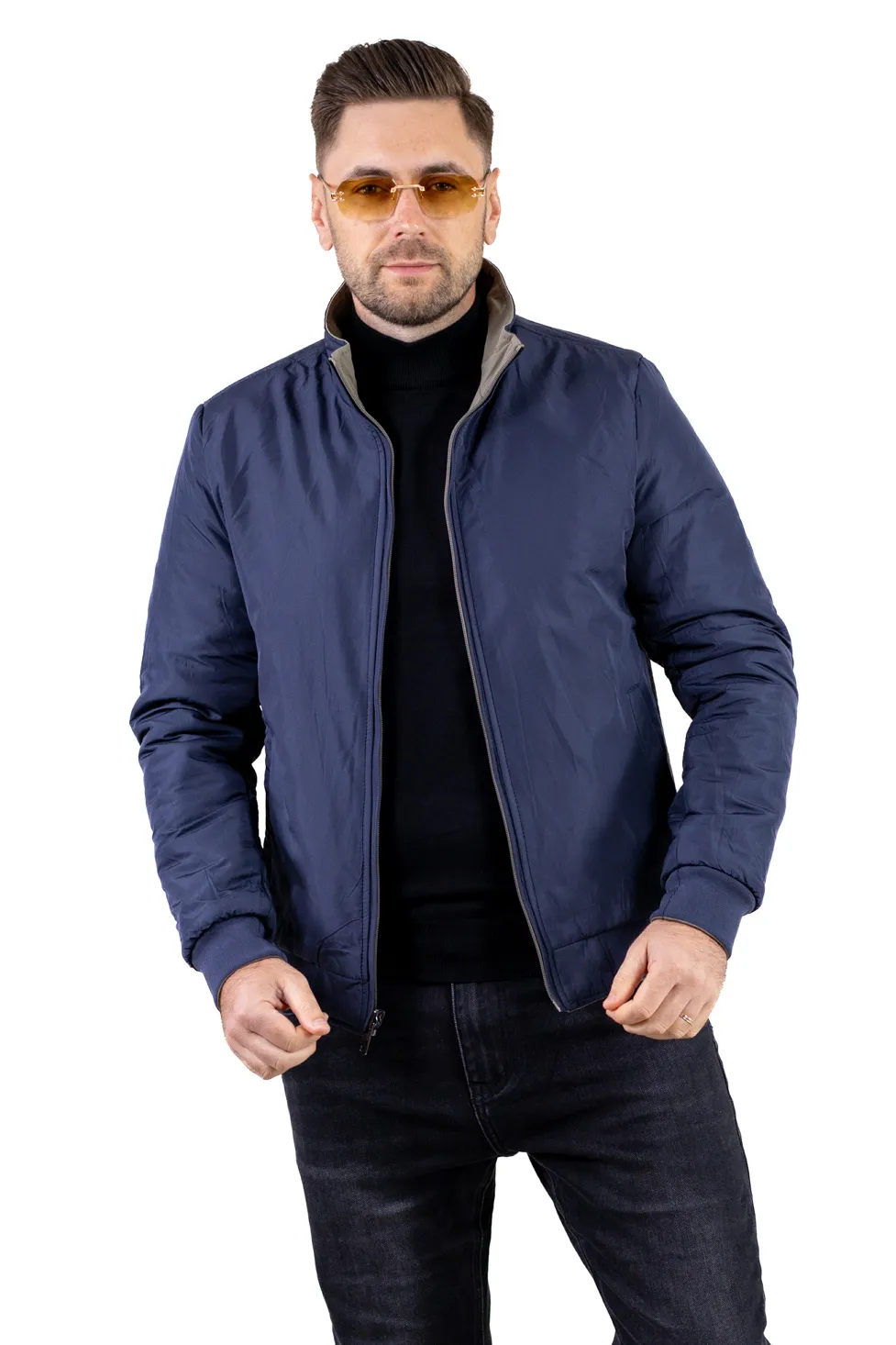 Geacă reversibilă 2 în 1, impermeabilă, Bej/Bleumarin [1]