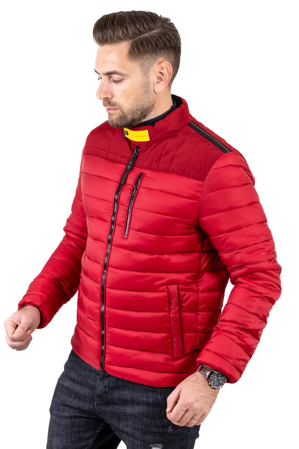 Geacă de toamnă bărbați matlasată cu detalii contrast [2]