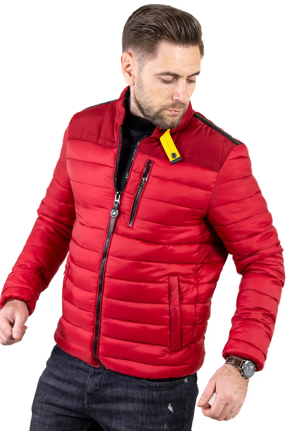 Geacă de toamnă bărbați matlasată cu detalii contrast [8]