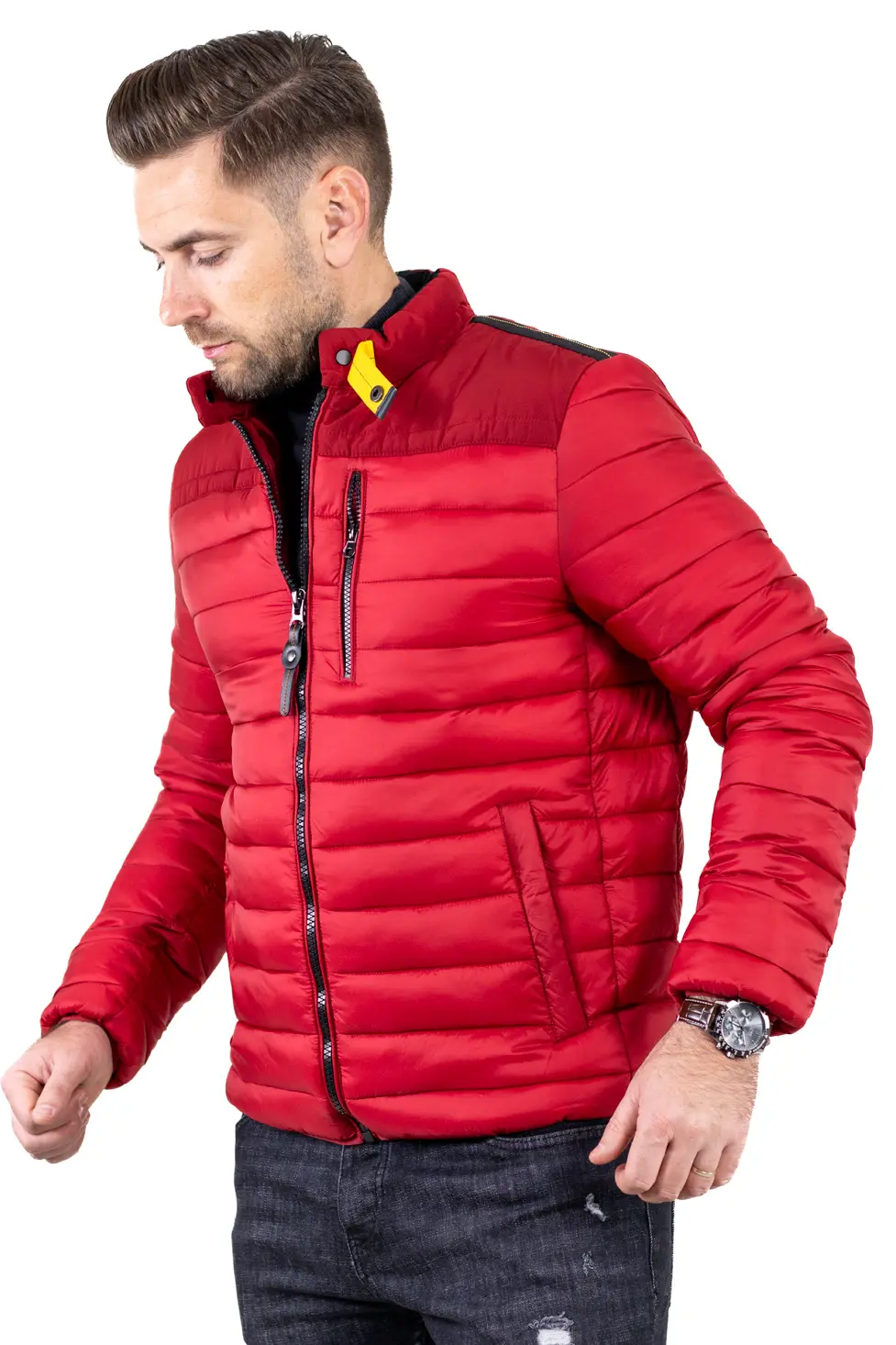 Geacă de toamnă bărbați matlasată cu detalii contrast [7]