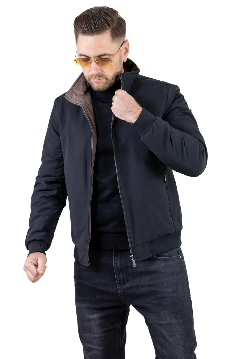 Geacă reversibilă 2 în 1, impermeabilă, Maro/Negru [1]