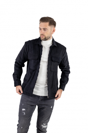 Jacheta neagra din material reiat pentru barbati [6]