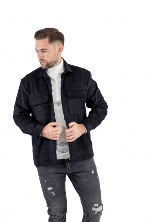 Jacheta neagra din material reiat pentru barbati [2]
