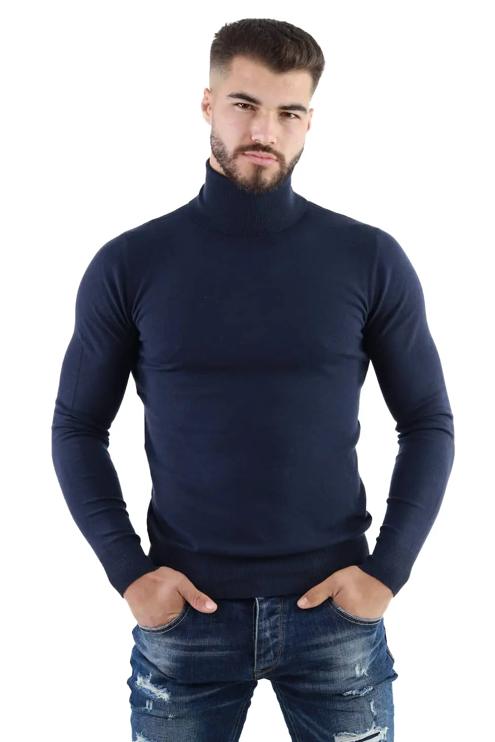Promotii - Maleta barbati bleumarin cu guler inalt