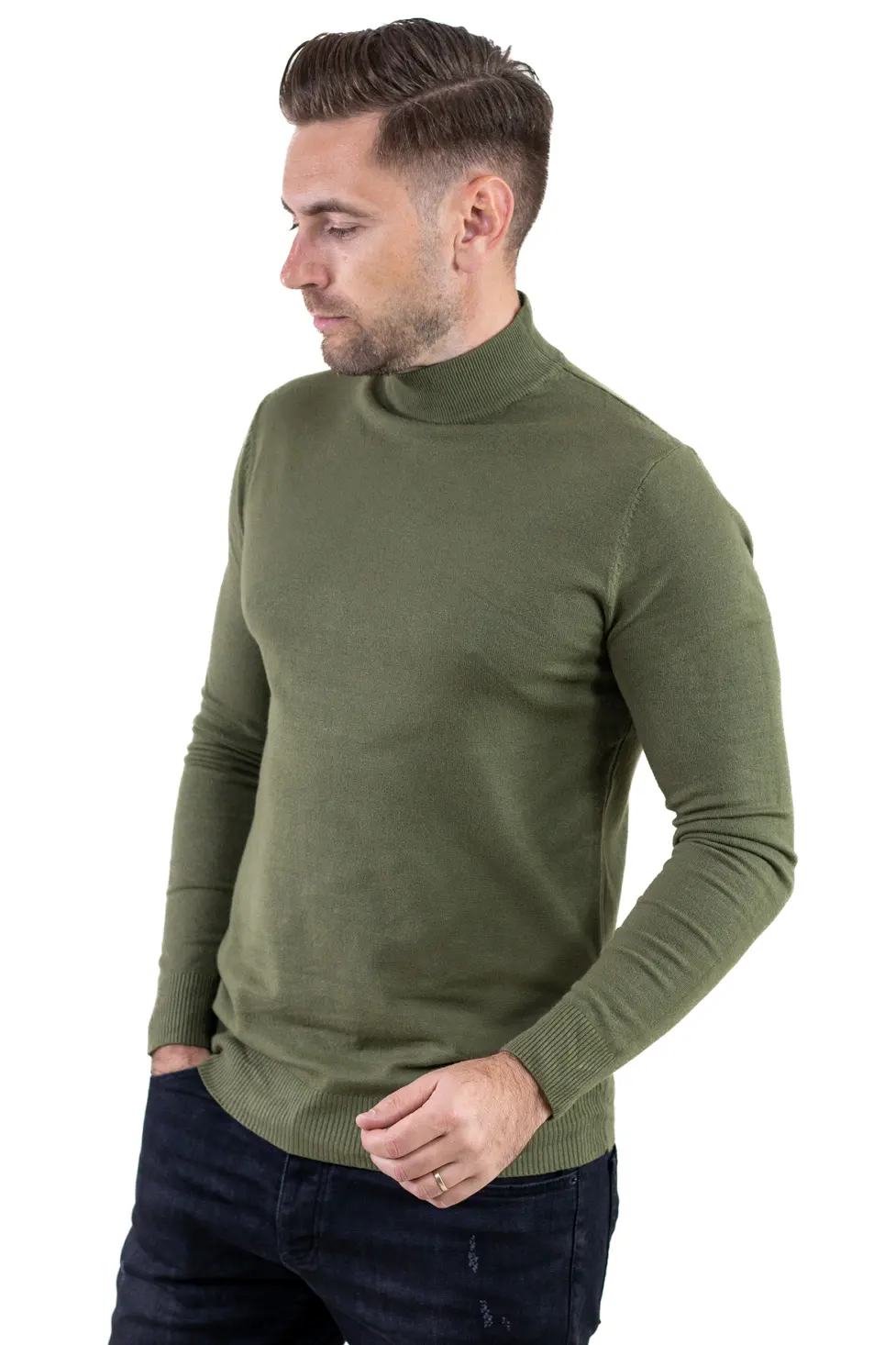 Maletă bărbați verde militar cu guler semi-înalt – material fin și elastic [1]