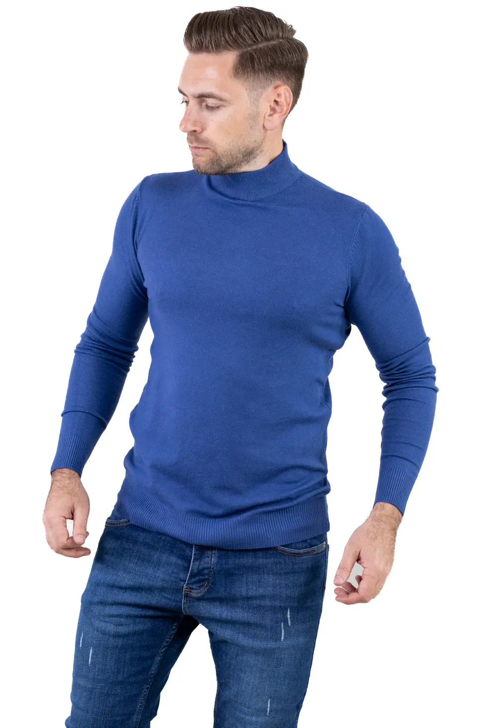 Maletă bărbați albastru denim cu guler semi-înalt – material fin și elastic [1]