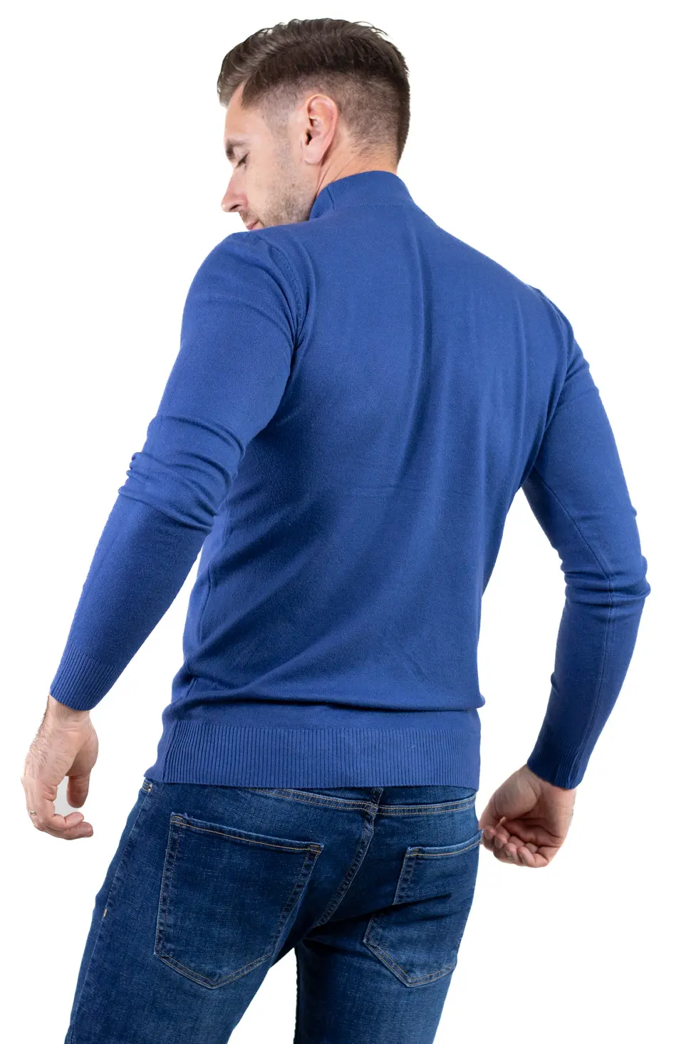 Maletă bărbați albastru denim cu guler semi-înalt – material fin și elastic [3]