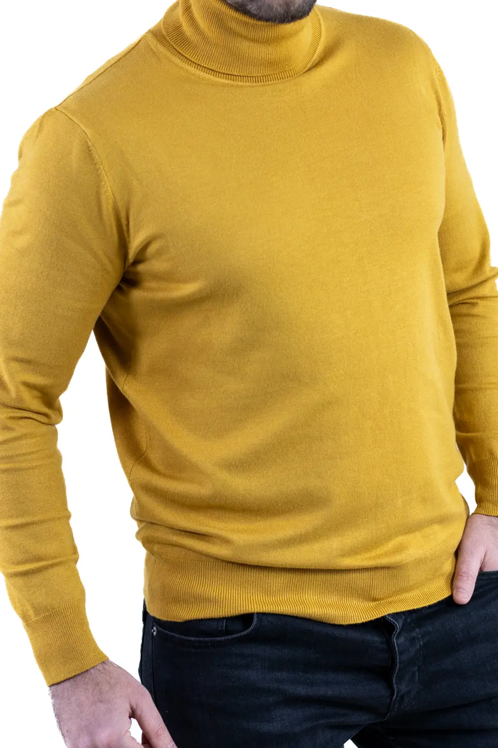 Maleta barbati regular fit cu guler inalt muștar [2]