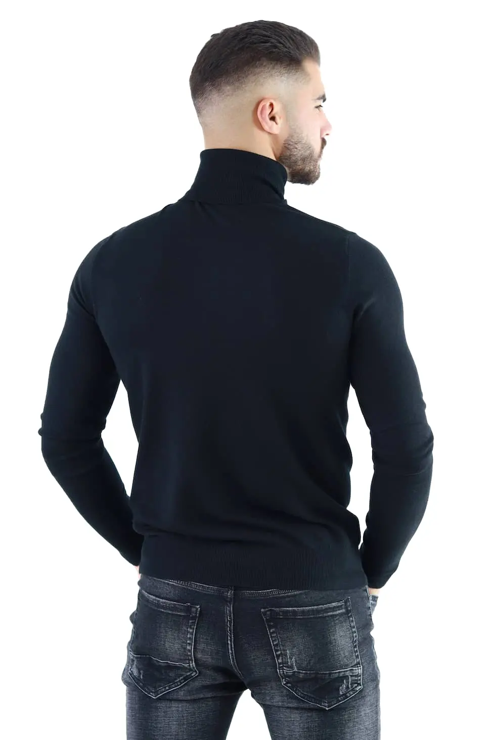 Maleta barbati neagra cu guler inalt [2]
