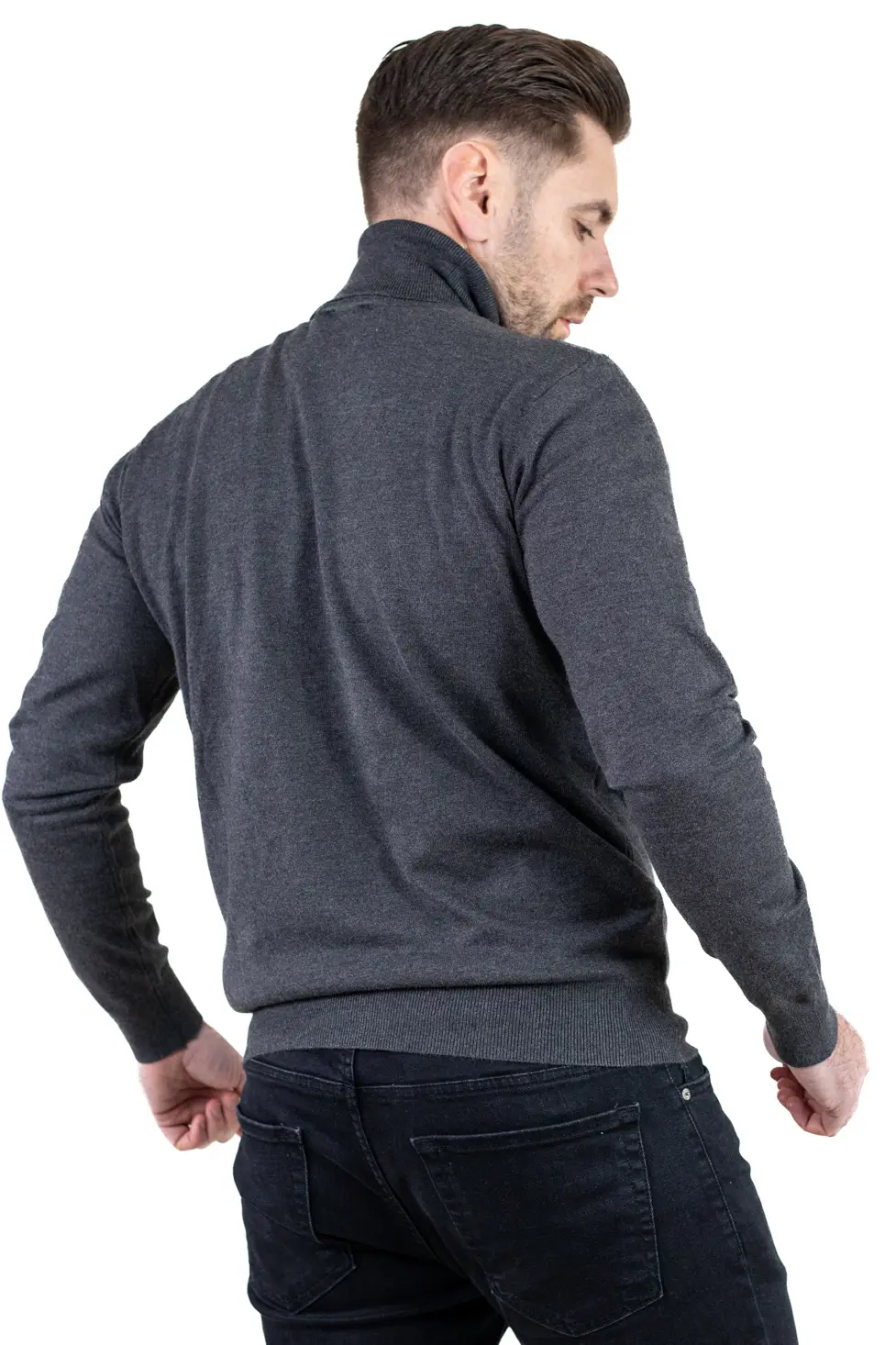 Maleta barbati regular fit cu guler inalt gri [4]