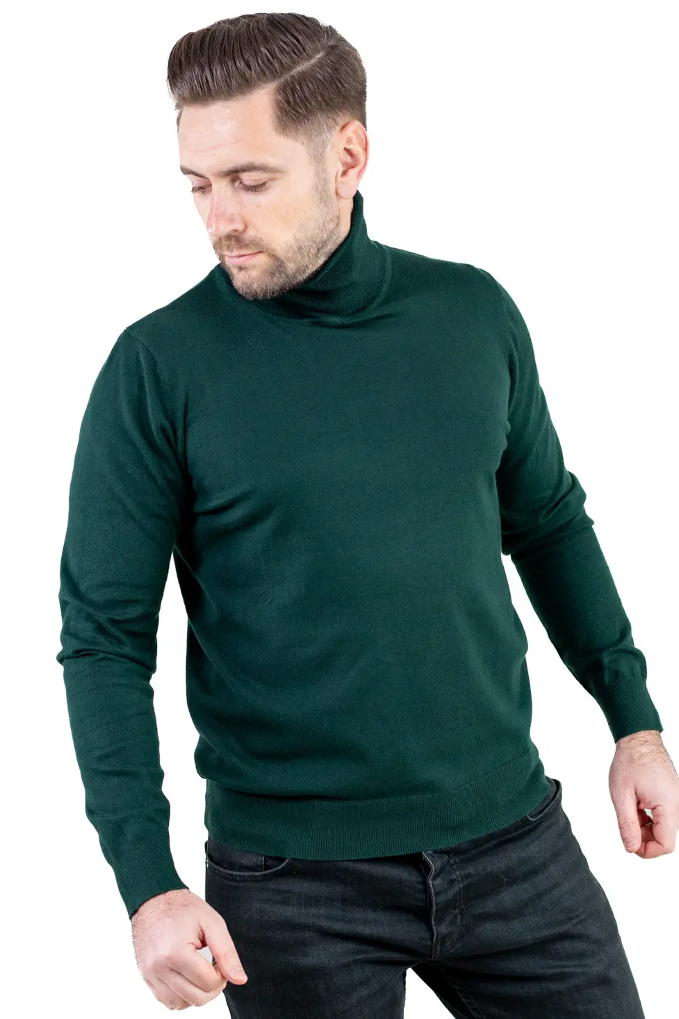 Maleta barbati regular fit cu guler inalt verde [2]