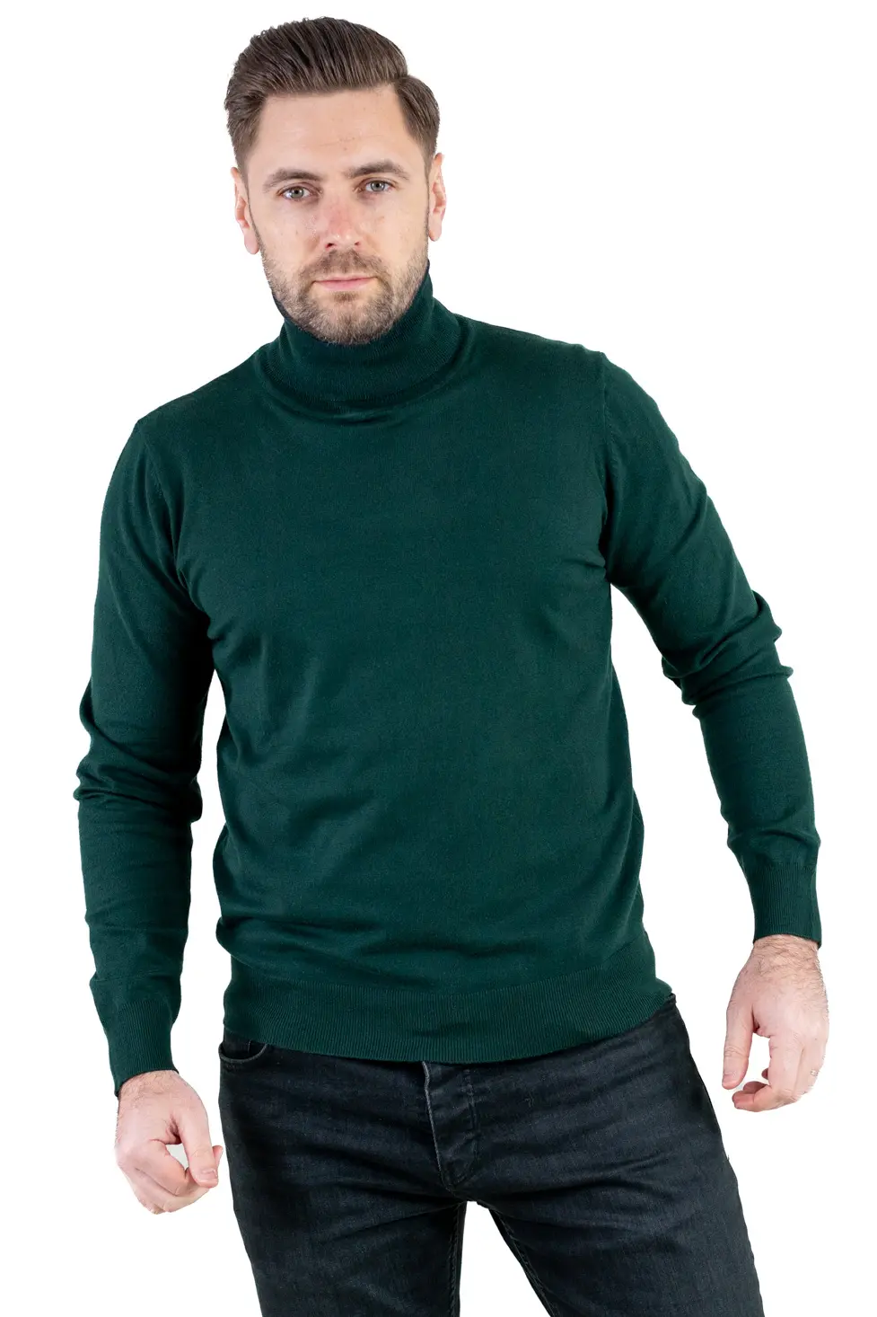 Noutati - Maleta barbati regular fit cu guler inalt verde