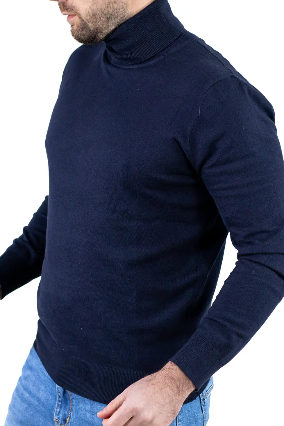 Maleta barbati regular fit cu guler inalt bleumarin [3]