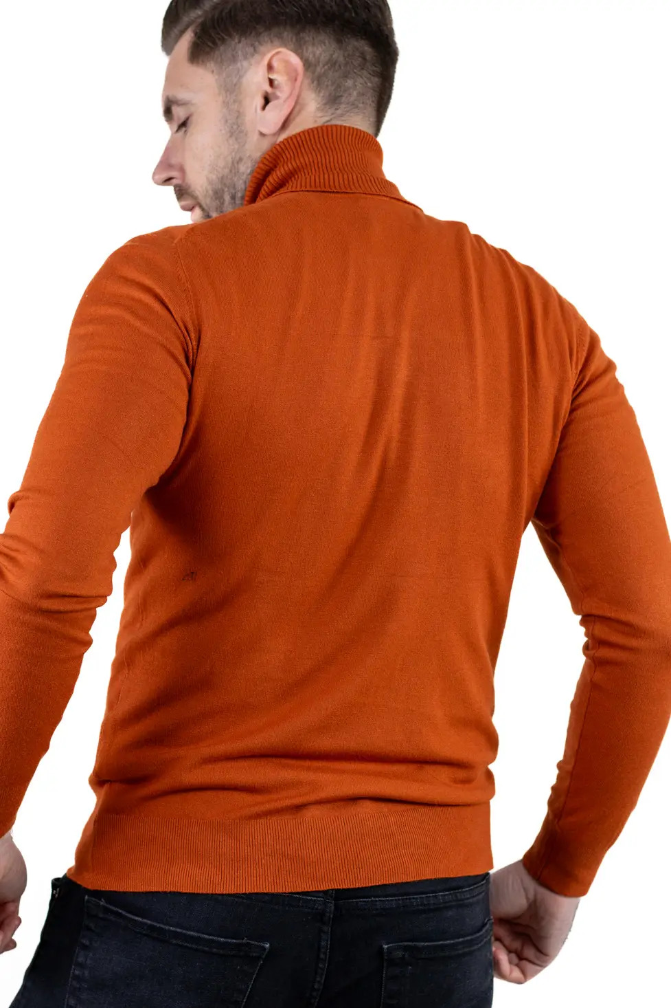 Maleta slim fit barbati cu guler inalt cărămizie [6]