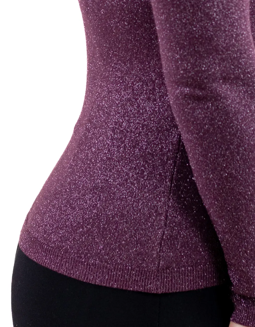 Maletă fină damă cu guler înalt și fir Lurex – elegantă și comodă [3]