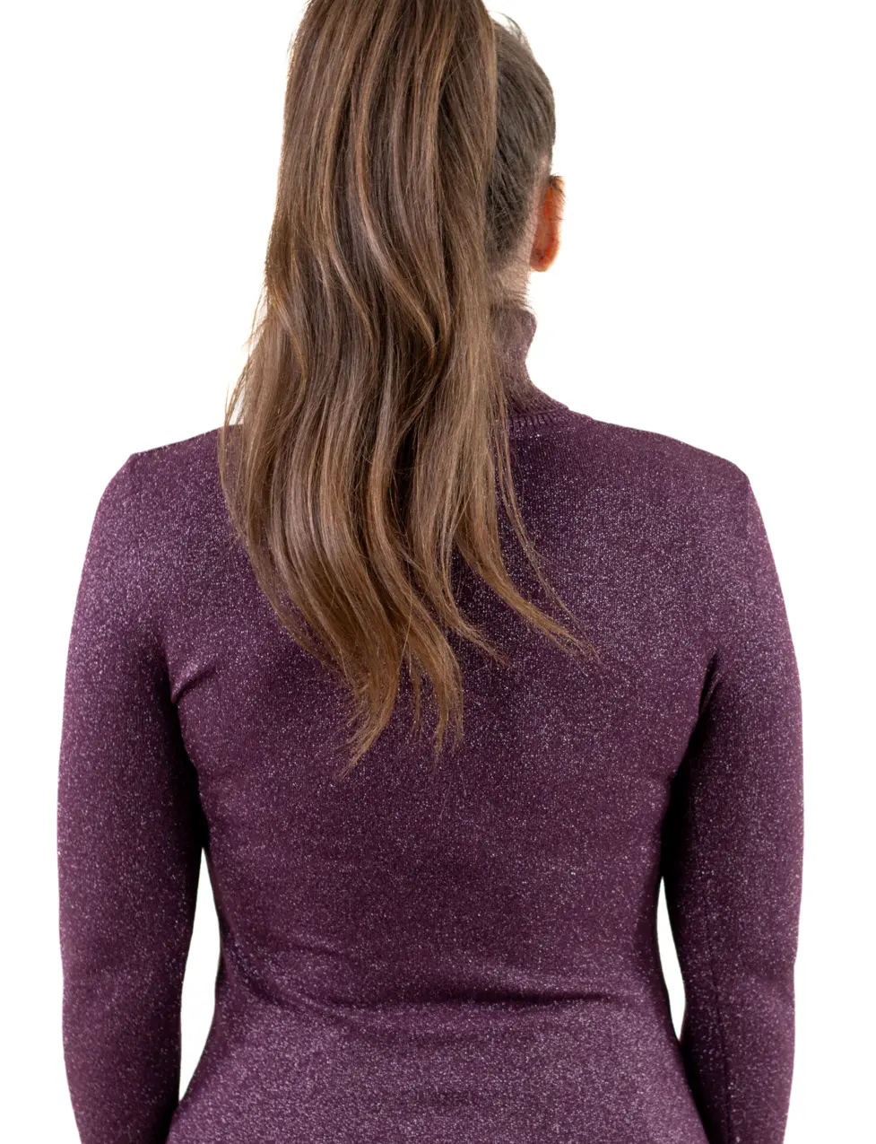 Maletă fină damă cu guler înalt și fir Lurex – elegantă și comodă [2]