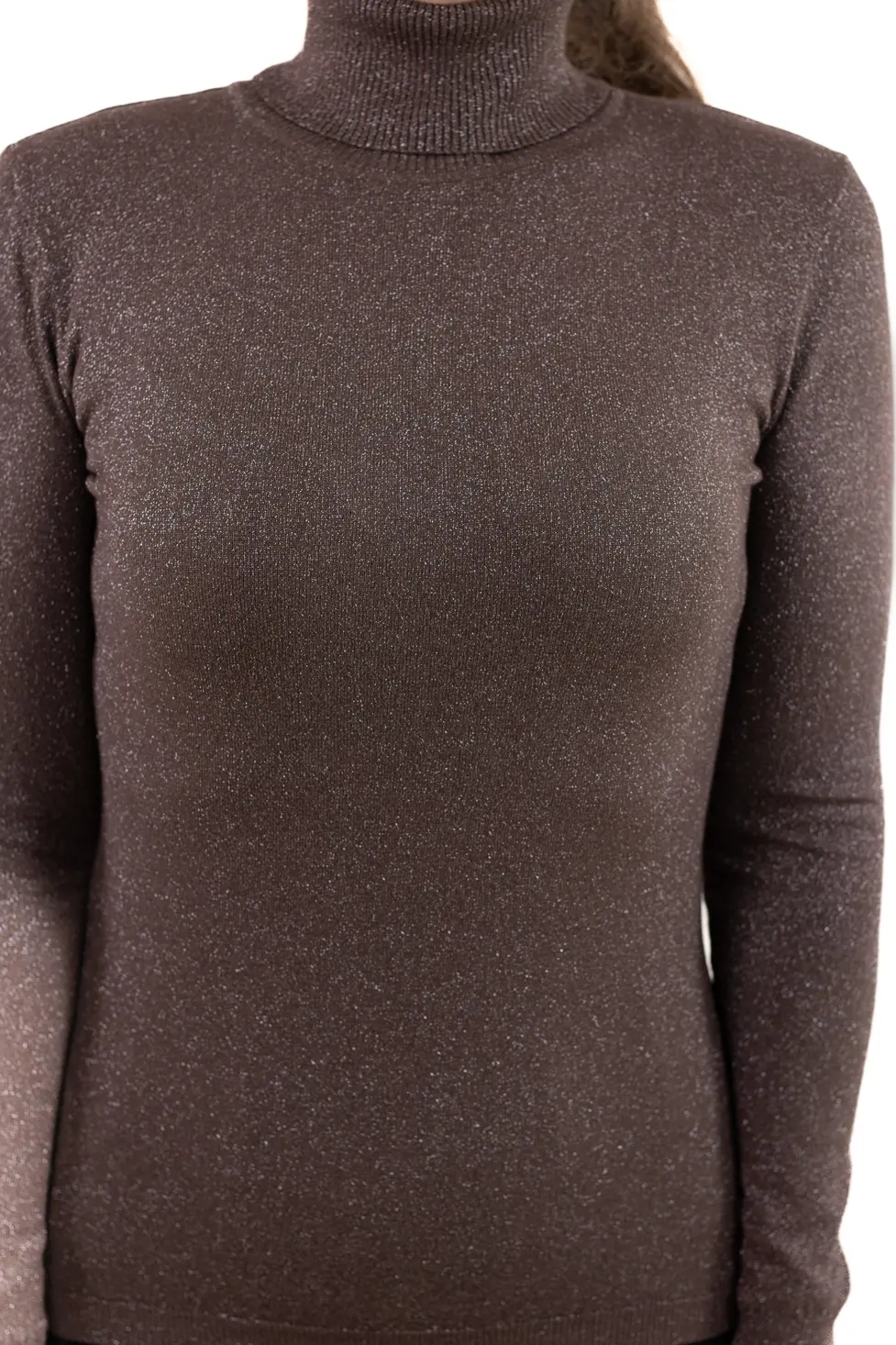 Maletă fină damă cu guler înalt și fir Lurex – elegantă și comodă [4]