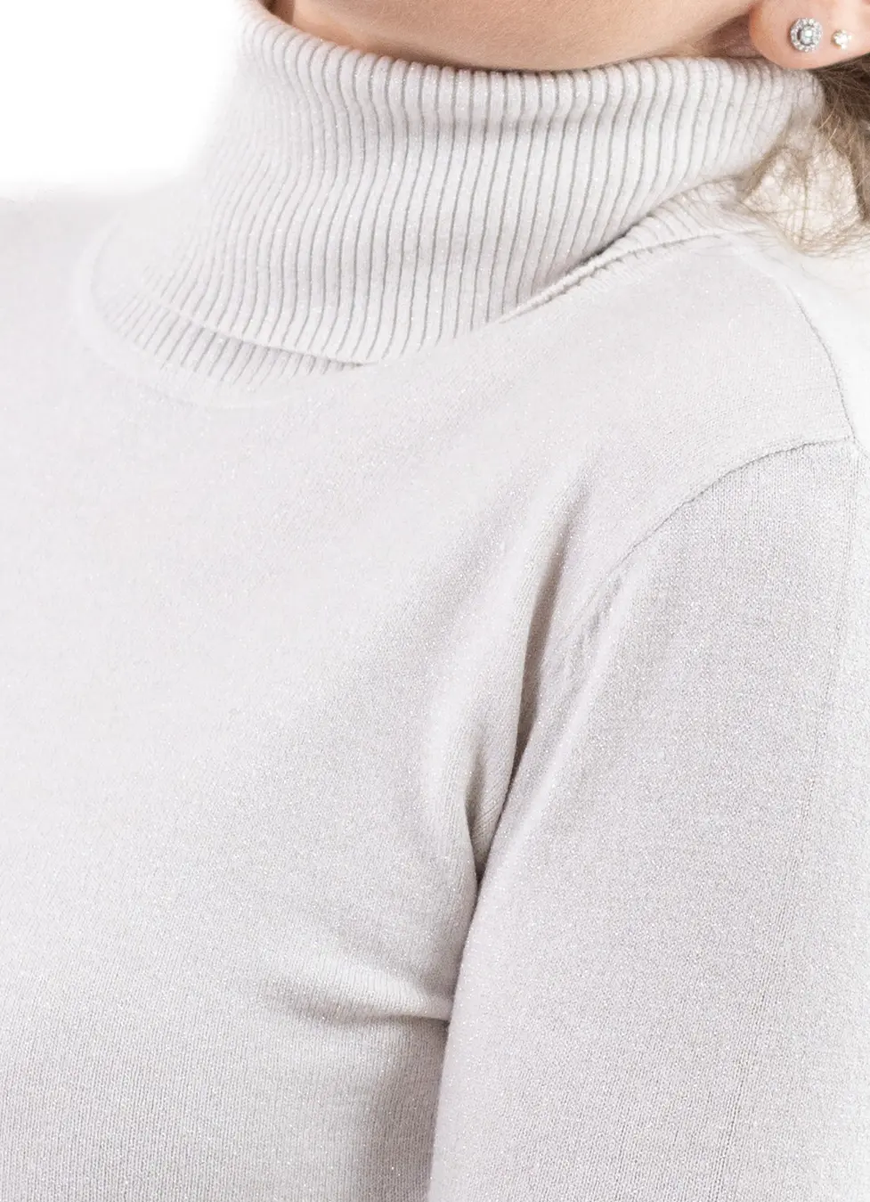 Maletă fină damă cu guler înalt și fir Lurex – elegantă și comodă [5]