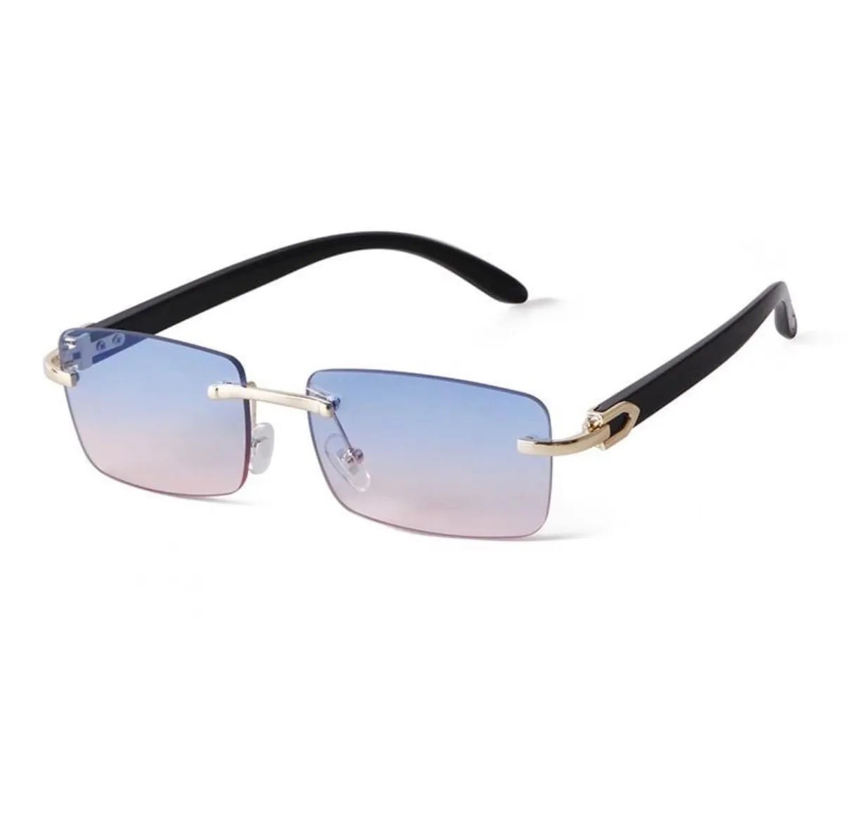 OCHELARI - Ochelari soare bărbați fără ramă – lentile gradient Albastru-Roz