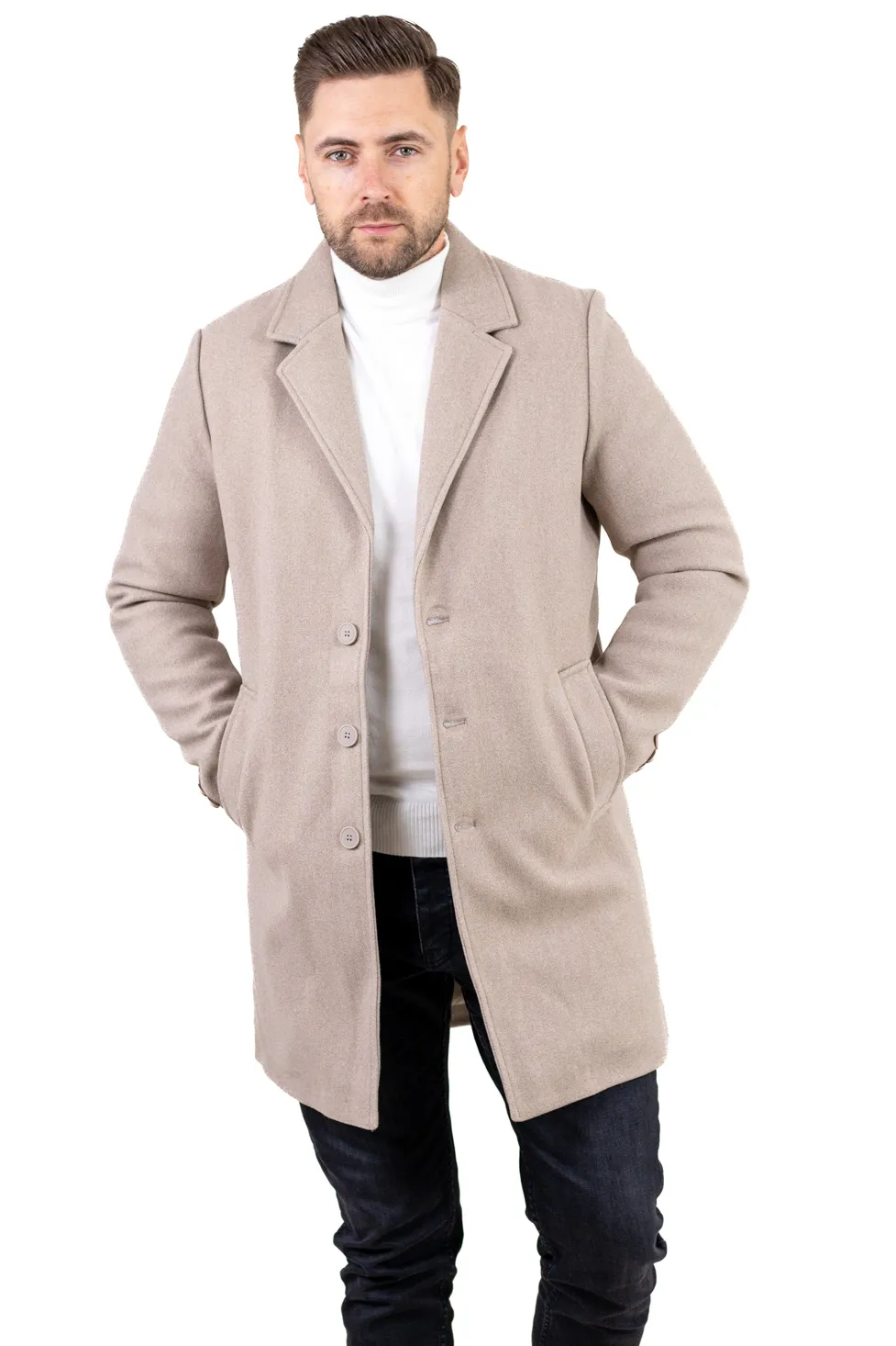 Palton barbati elegant crem cu interior matlasat [7]