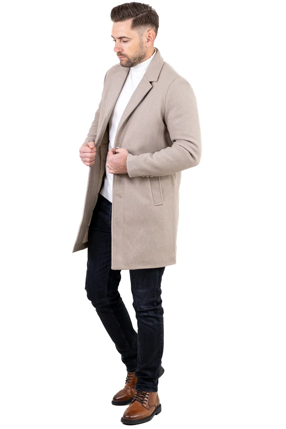 Palton barbati elegant crem cu interior matlasat [1]