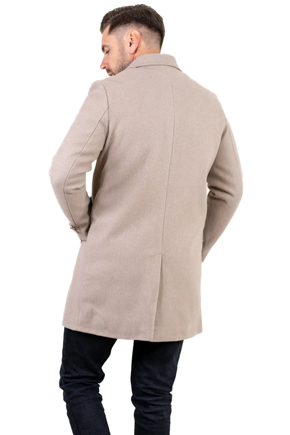 Palton barbati elegant crem cu interior matlasat [10]