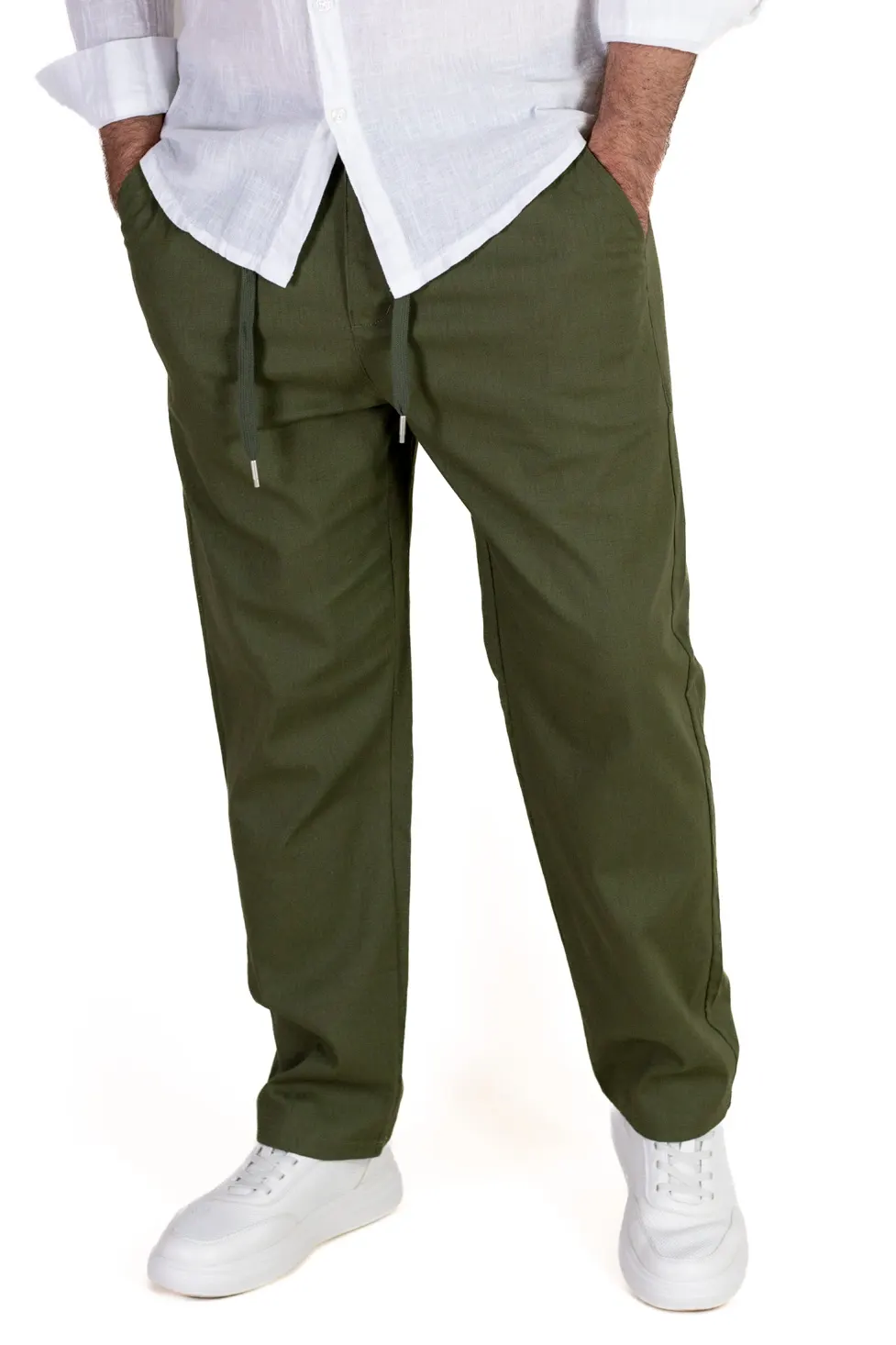 Noutati - Pantaloni verzi regular fit bumbac de vară
