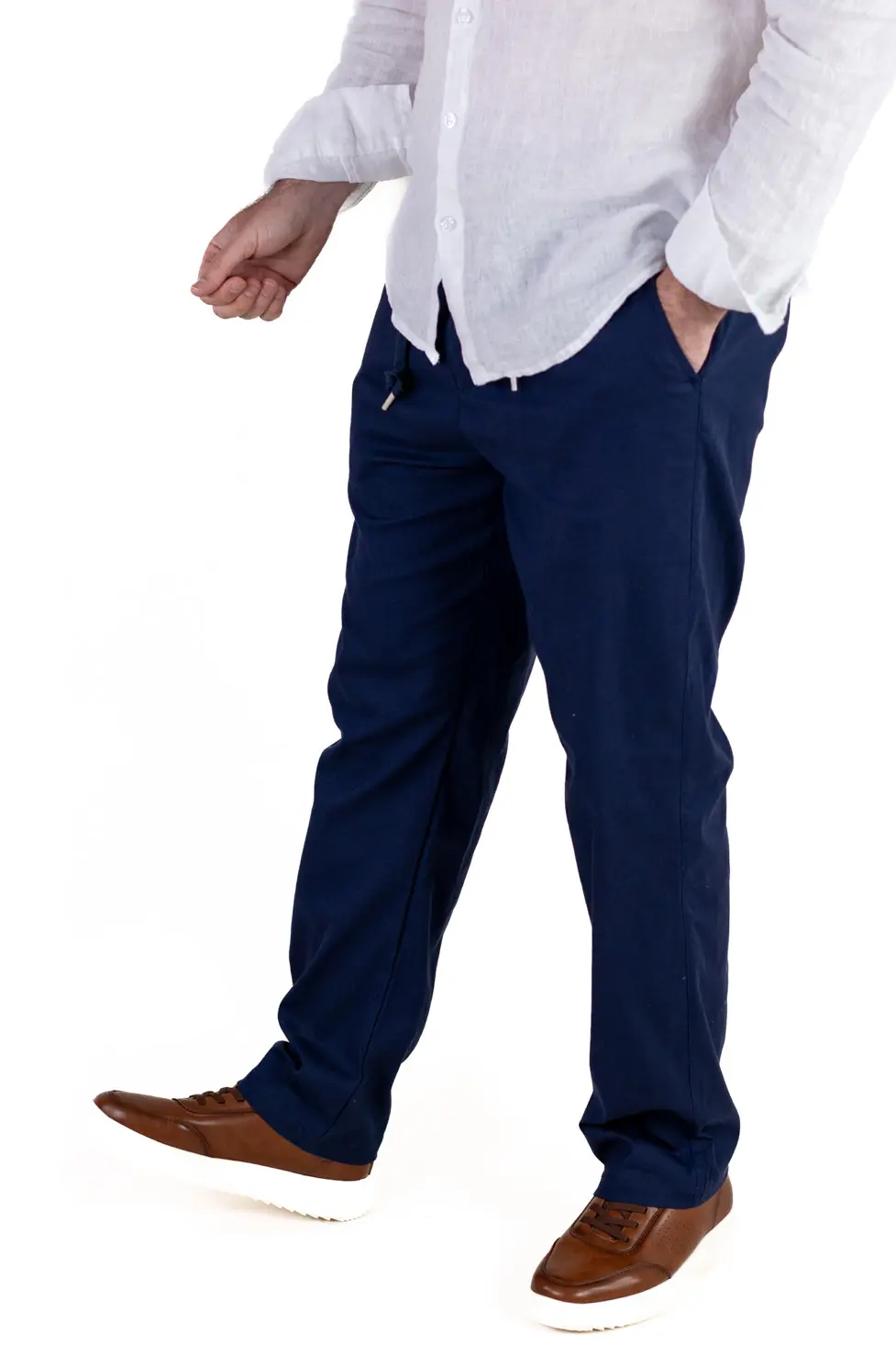 Barbati - Pantaloni bleumarin regular fit bumbac de vară
