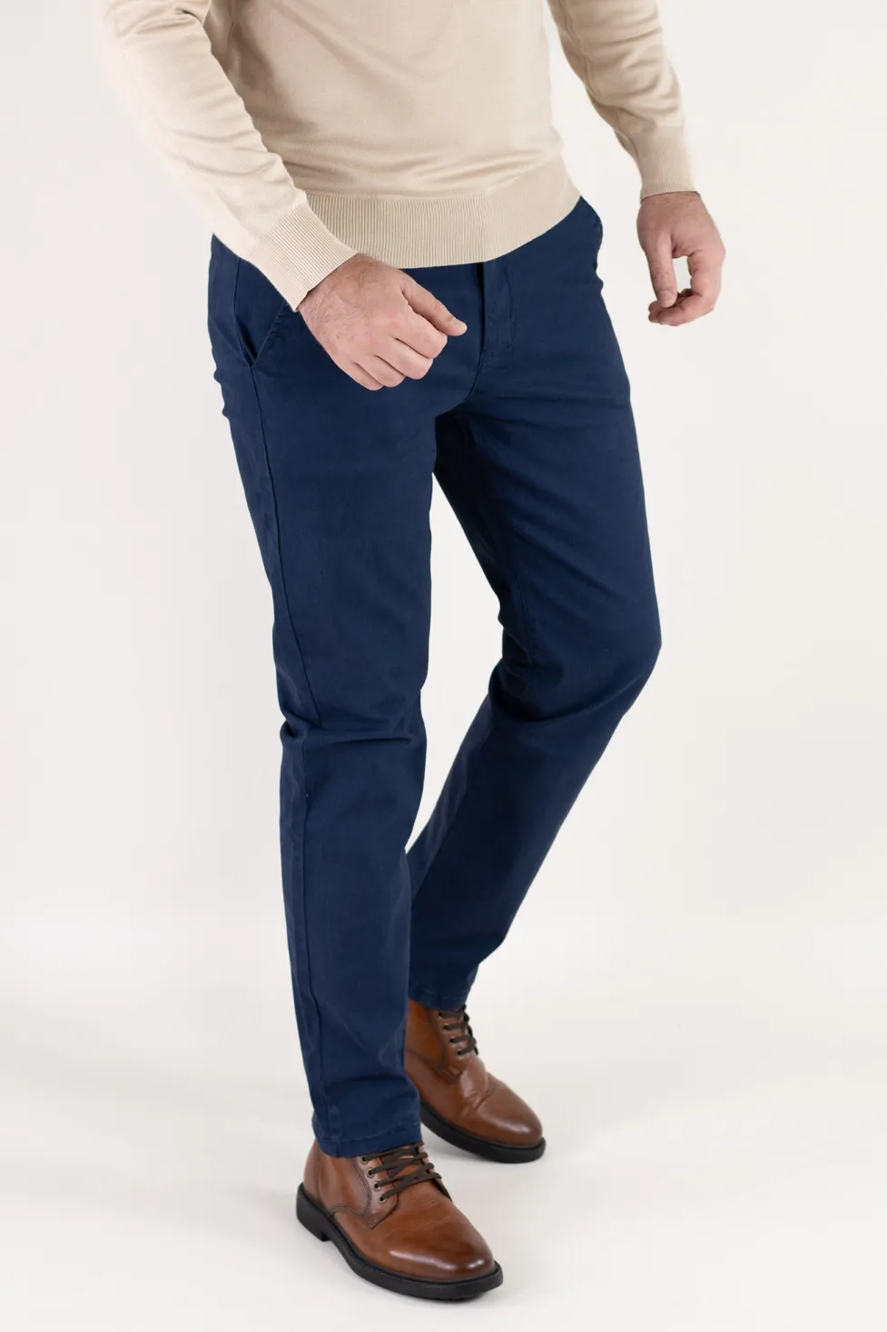 Promotii - Pantaloni bărbați chino groși bleumarin