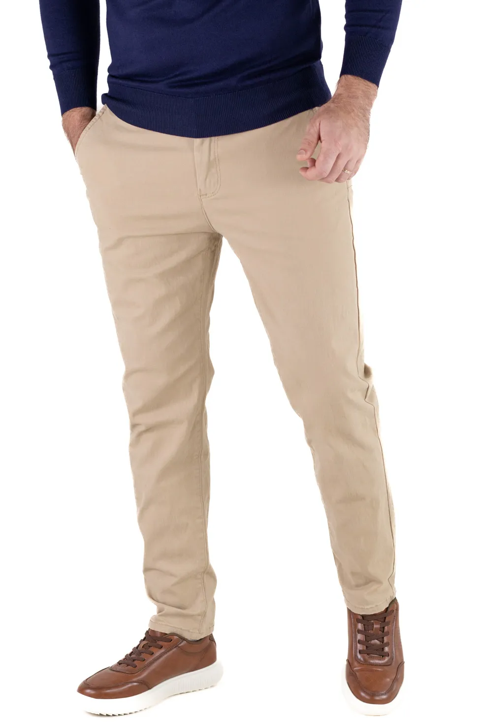 Pantaloni bărbați chino groși camel [3]
