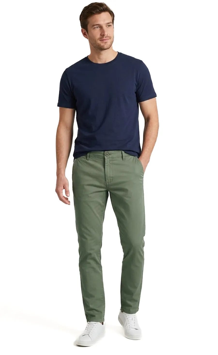 Promotii - Pantaloni bărbați chino groși verzi