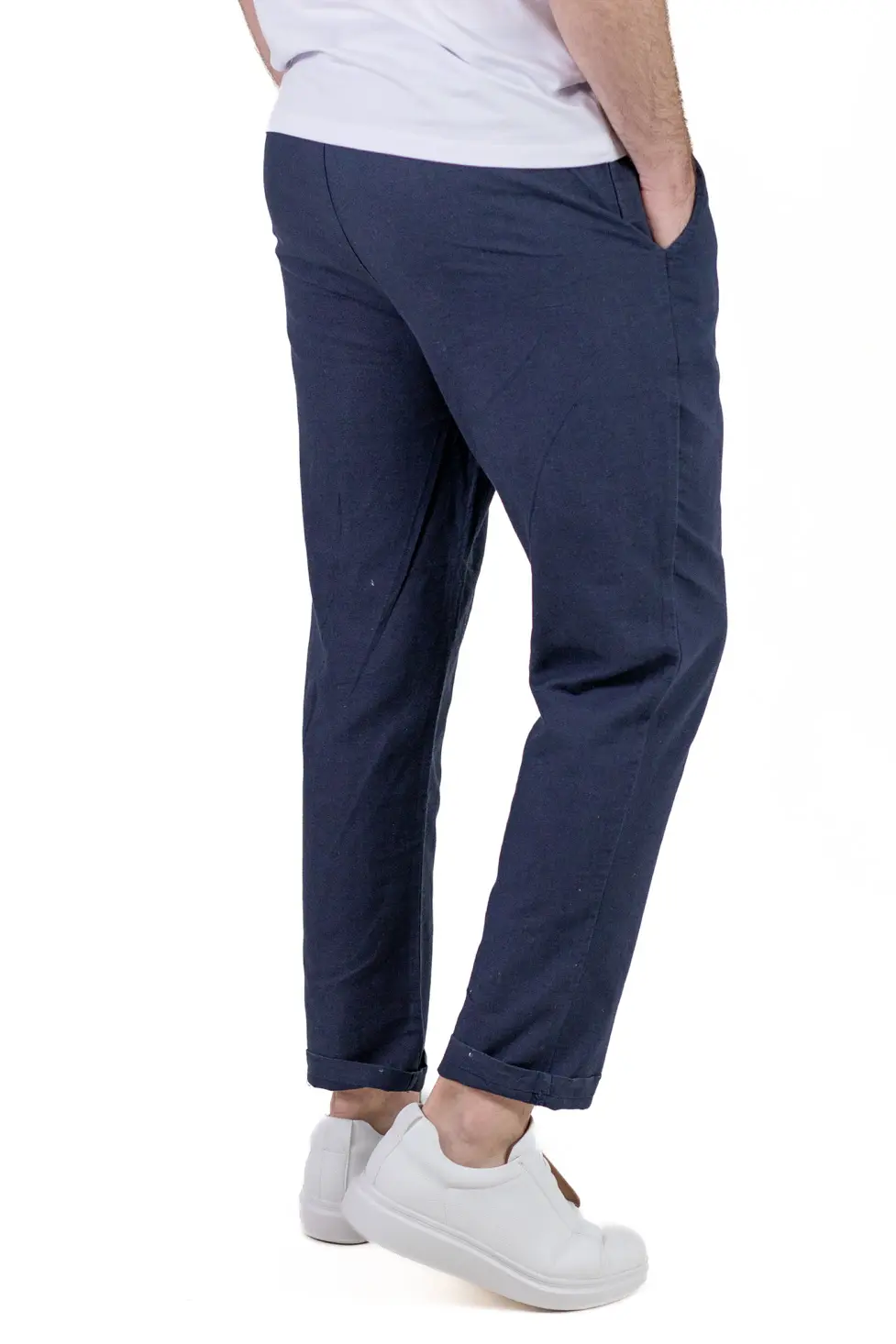 Pantaloni Bărbați In și Bumbac, Regular Fit, Talie Elastică cu Șnur, Bej/Cream, Colecția de Vară [1]