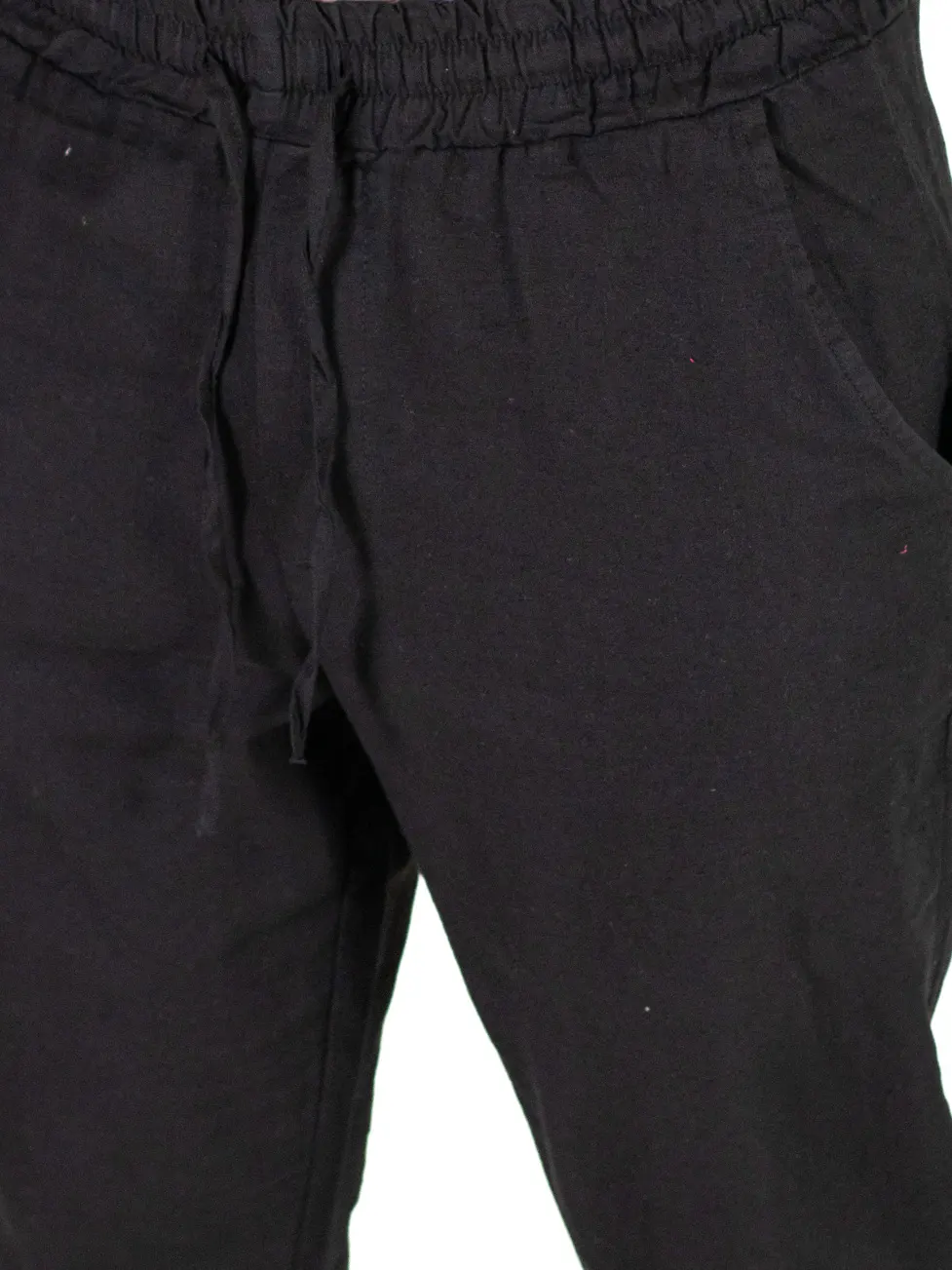 Pantaloni Bărbați In și Bumbac, Regular Fit, Talie Elastică cu Șnur, Bej/Cream, Colecția de Vară [7]