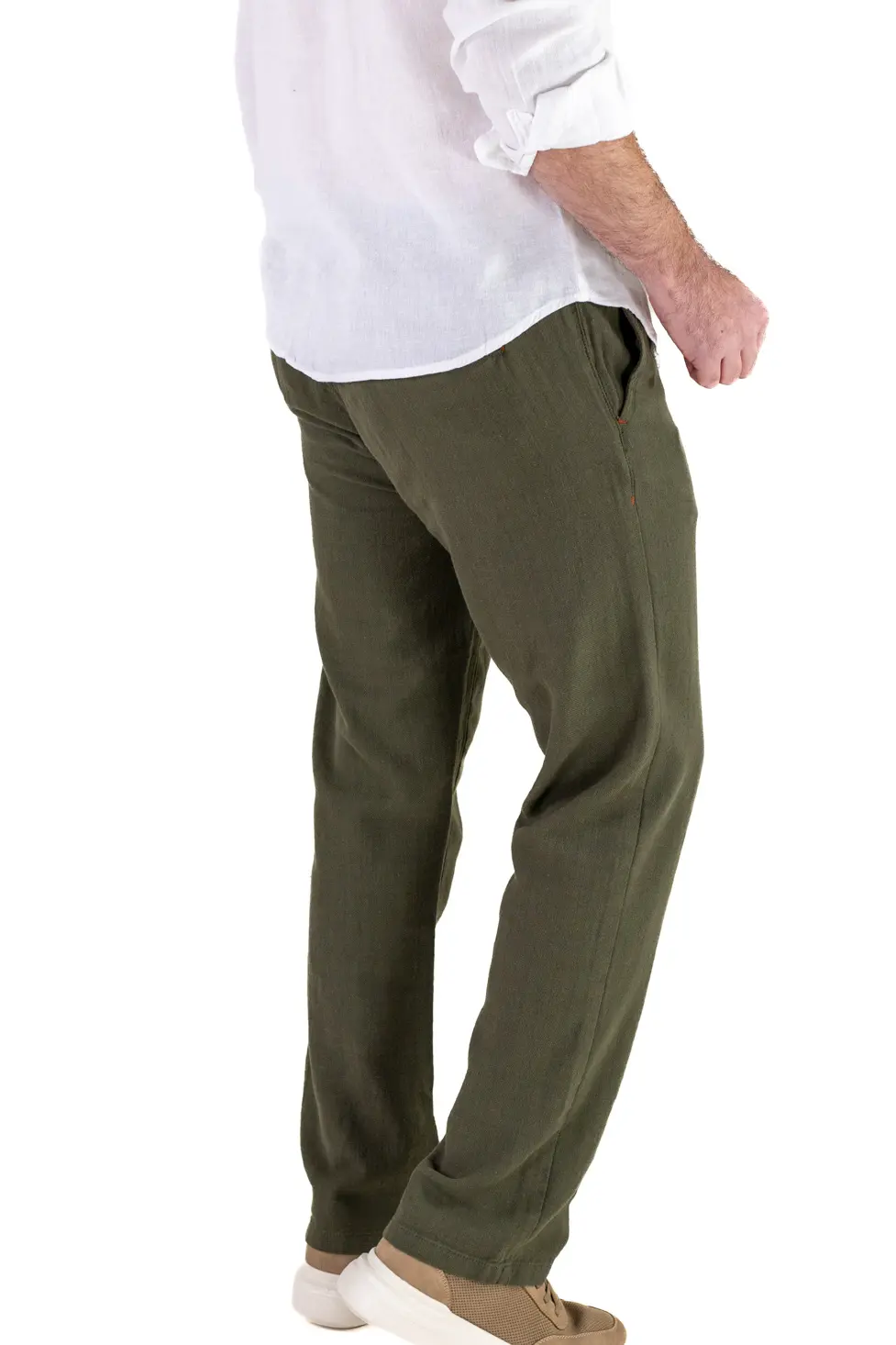 Pantaloni Bărbați Vară Regular Fit, 100% Bumbac, Talie Elastică, verde [2]