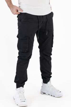 Pantaloni negri cargo cu buzunare slim fit [1]
