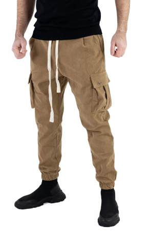 Pantaloni cargo - Pantaloni cargo bej material reiat
