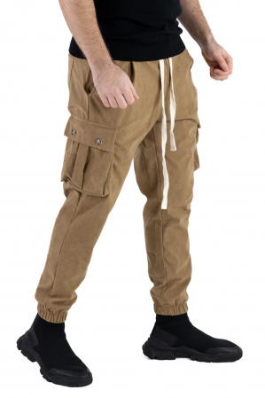 Pantaloni cargo bej material reiat [2]
