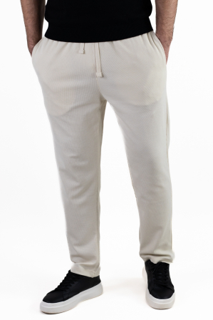 Pantaloni crem casual din tricot [3]
