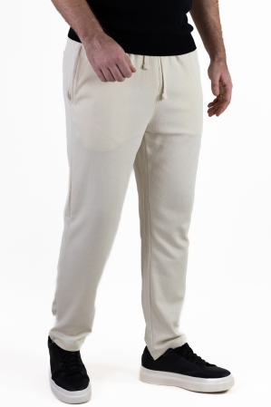 Pantaloni casual - Pantaloni crem casual din tricot