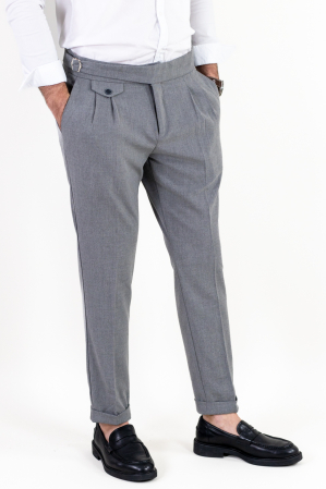Promotii - Pantaloni gri eleganti cu pense