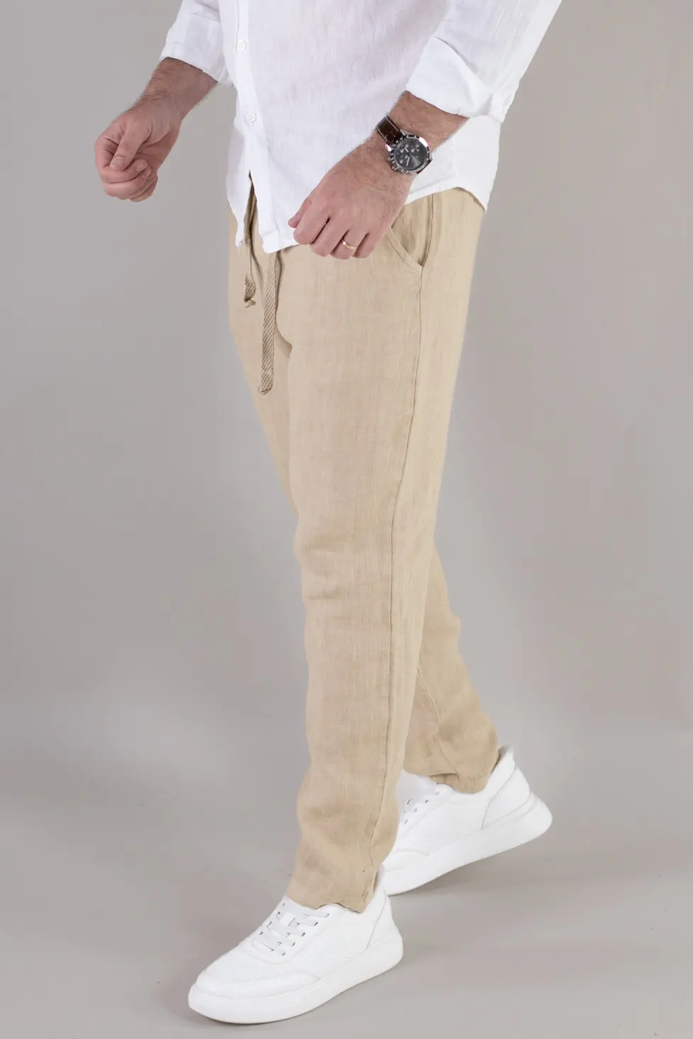 Pantaloni bej din in 100% conici – Made in Italy [1]